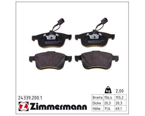 Bromsbeläggssats, skivbroms 24339.200.1 Zimmermann, bild 2