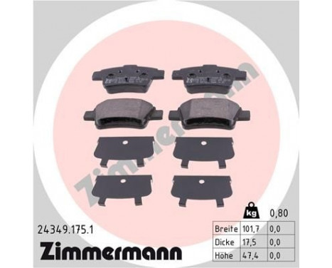 Bromsbeläggssats, skivbroms 24349.175.1 Zimmermann