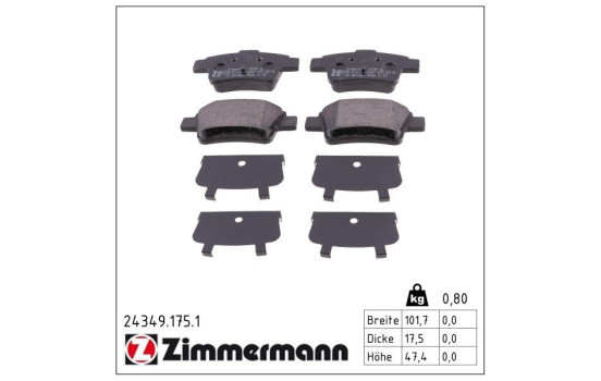 Bromsbeläggssats, skivbroms 24349.175.1 Zimmermann, bild 2