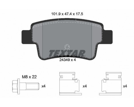 Bromsbeläggssats, skivbroms 2434901 Textar, bild 2