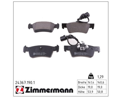 Bromsbeläggssats, skivbroms 24367.190.1 Zimmermann, bild 2