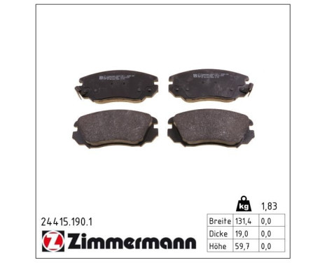 Bromsbeläggssats, skivbroms 24415.190.1 Zimmermann, bild 2