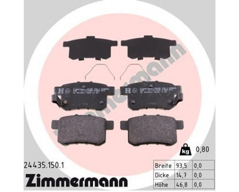 Bromsbeläggssats, skivbroms 24435.150.1 Zimmermann, bild 2