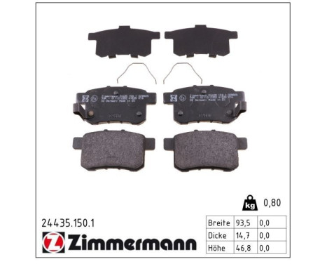 Bromsbeläggssats, skivbroms 24435.150.1 Zimmermann, bild 2