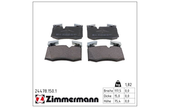 Bromsbeläggssats, skivbroms 24478.150.1 Zimmermann, bild 2