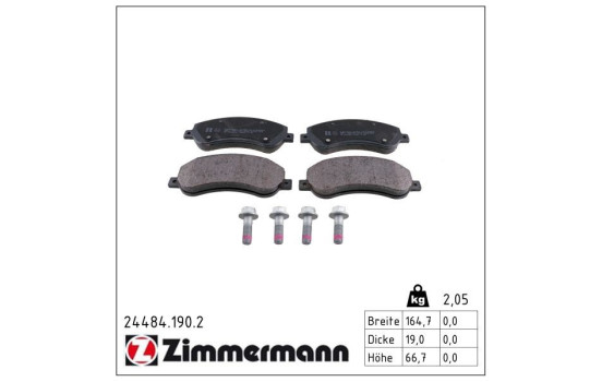Bromsbeläggssats, skivbroms 24484.190.2 Zimmermann, bild 2