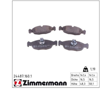 Bromsbeläggssats, skivbroms 24487.160.1 Zimmermann, bild 2