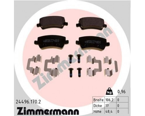 Bromsbeläggssats, skivbroms 24496.170.2 Zimmermann