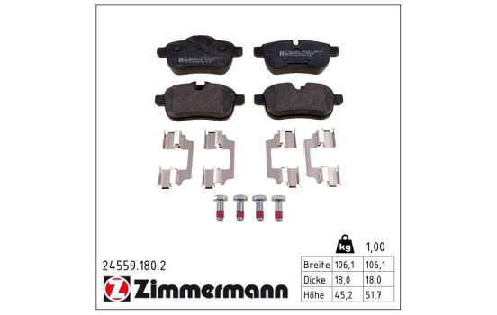 Bromsbeläggssats, skivbroms 24559.180.2 Zimmermann, bild 2