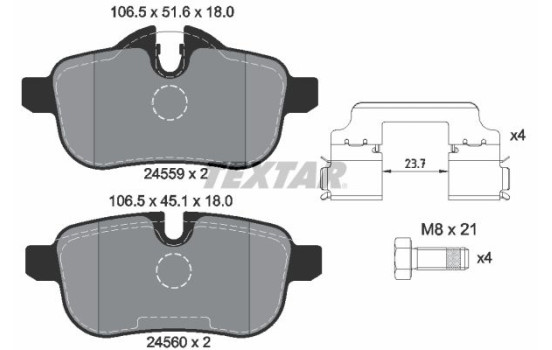 Bromsbeläggssats, skivbroms 2455901 Textar