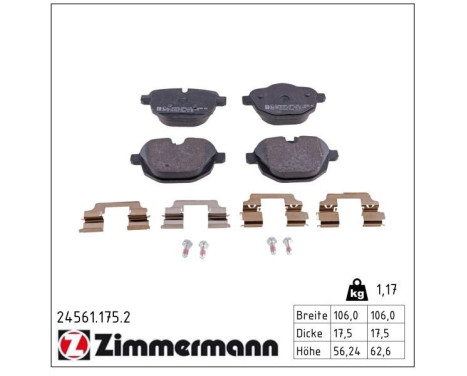 Bromsbeläggssats, skivbroms 24561.175.2 Zimmermann, bild 2
