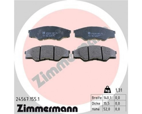 Bromsbeläggssats, skivbroms 24567.155.1 Zimmermann