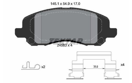 Bromsbeläggssats, skivbroms 2458301 Textar