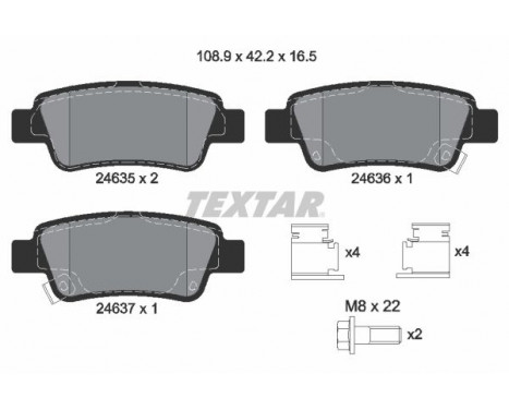 Bromsbeläggssats, skivbroms 2463501 Textar