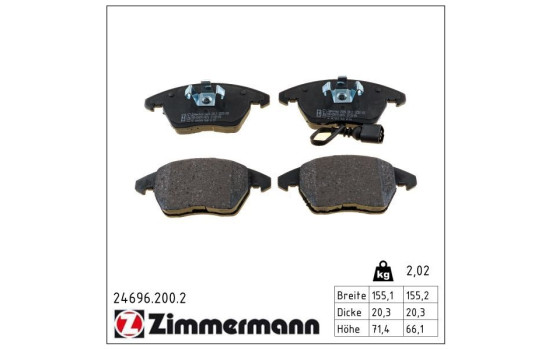 Bromsbeläggssats, skivbroms 24696.200.2 Zimmermann