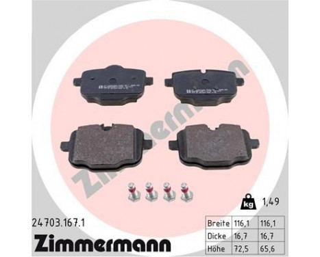 Bromsbeläggssats, skivbroms 24703.167.1 Zimmermann, bild 2