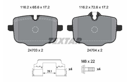 Bromsbeläggssats, skivbroms 2470303 Textar