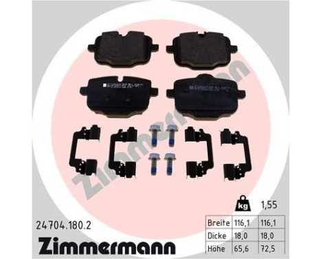 Bromsbeläggssats, skivbroms 24704.180.2 Zimmermann