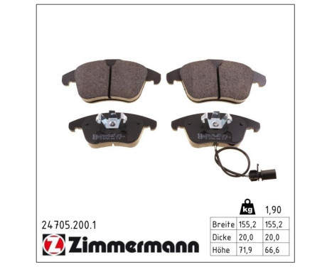 Bromsbeläggssats, skivbroms 24705.200.1 Zimmermann, bild 2