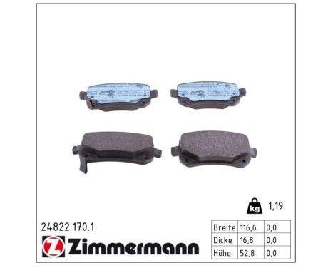 Bromsbeläggssats, skivbroms 24822.170.1 Zimmermann, bild 2