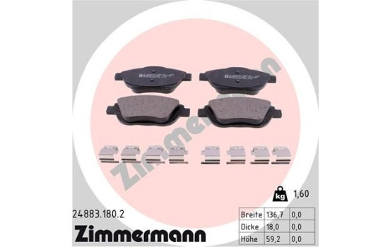 Bromsbeläggssats, skivbroms 24883.180.2 Zimmermann, bild 2
