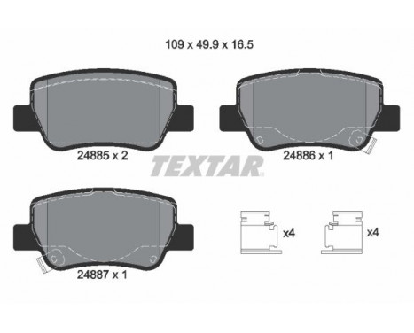 Bromsbeläggssats, skivbroms 2488501 Textar, bild 2