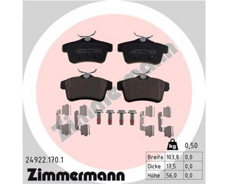 Bromsbeläggssats, skivbroms 24922.170.1 Zimmermann, bild 2