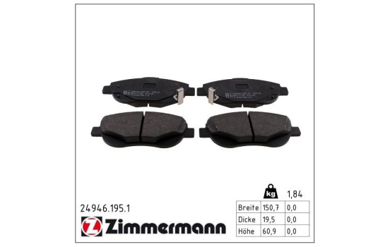 Bromsbeläggssats, skivbroms 24946.195.1 Zimmermann, bild 2