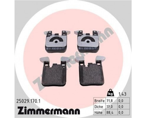 Bromsbeläggssats, skivbroms 25029.170.1 Zimmermann, bild 2
