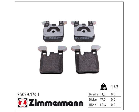 Bromsbeläggssats, skivbroms 25029.170.1 Zimmermann, bild 2