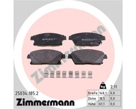 Bromsbeläggssats, skivbroms 25034.185.2 Zimmermann, bild 2