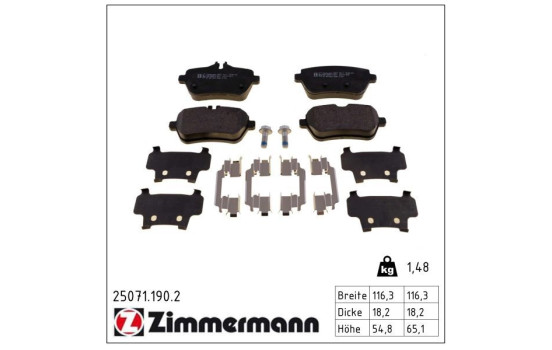 Bromsbeläggssats, skivbroms 25071.190.2 Zimmermann, bild 2