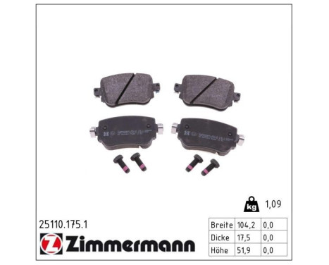 Bromsbeläggssats, skivbroms 25110.175.1 Zimmermann, bild 2