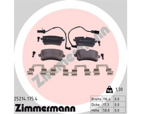 Bromsbeläggssats, skivbroms 25214.175.4 Zimmermann, bild 2