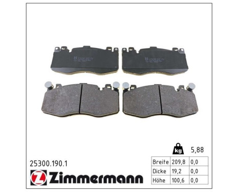 Bromsbeläggssats, skivbroms 25300.190.1 Zimmermann