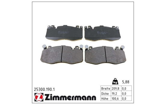Bromsbeläggssats, skivbroms 25300.190.1 Zimmermann