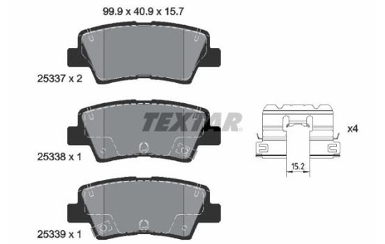 Bromsbeläggssats, skivbroms 2533709 Textar