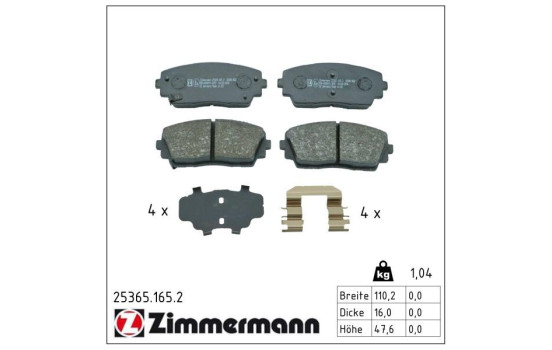 Bromsbeläggssats, skivbroms 25365.165.2 Zimmermann