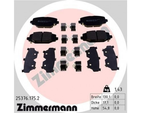 Bromsbeläggssats, skivbroms 25376.175.2 Zimmermann