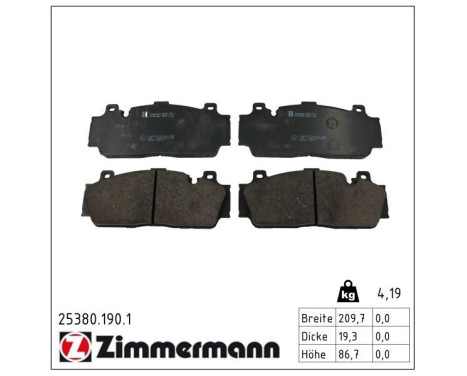 Bromsbeläggssats, skivbroms 25380.190.1 Zimmermann