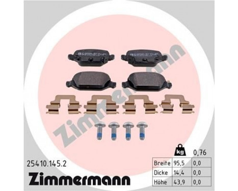 Bromsbeläggssats, skivbroms 25410.145.2 Zimmermann, bild 2