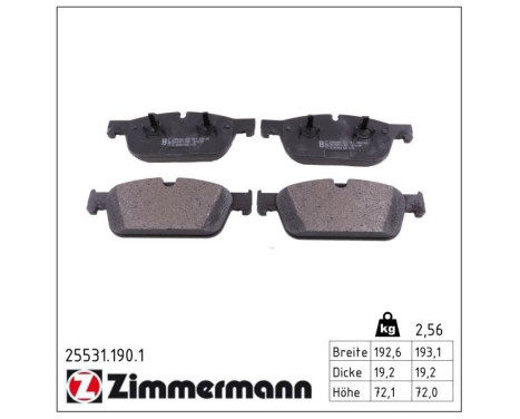Bromsbeläggssats, skivbroms 25531.190.1 Zimmermann, bild 2