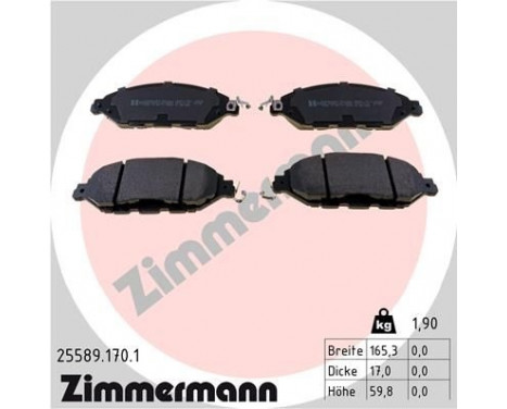 Bromsbeläggssats, skivbroms 25589.170.1 Zimmermann