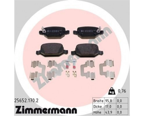 Bromsbeläggssats, skivbroms 25652.170.2 Zimmermann, bild 2
