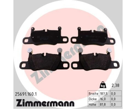 Bromsbeläggssats, skivbroms 25691.160.1 Zimmermann