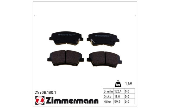 Bromsbeläggssats, skivbroms 25708.180.1 Zimmermann
