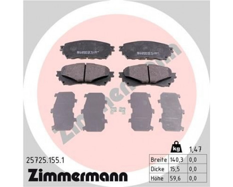 Bromsbeläggssats, skivbroms 25725.155.1 Zimmermann, bild 2