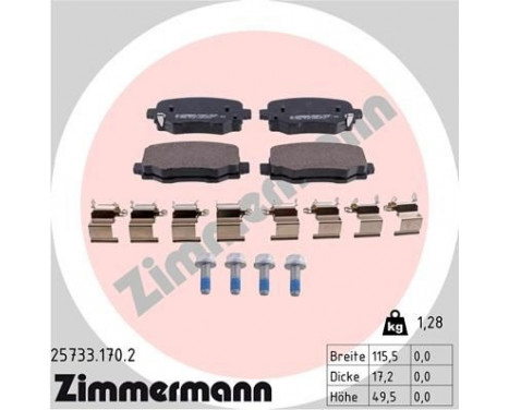 Bromsbeläggssats, skivbroms 25733.170.2 Zimmermann, bild 2