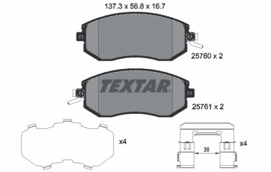 Bromsbeläggssats, skivbroms 2576001 Textar