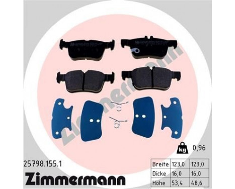 Bromsbeläggssats, skivbroms 25798.155.1 Zimmermann, bild 2